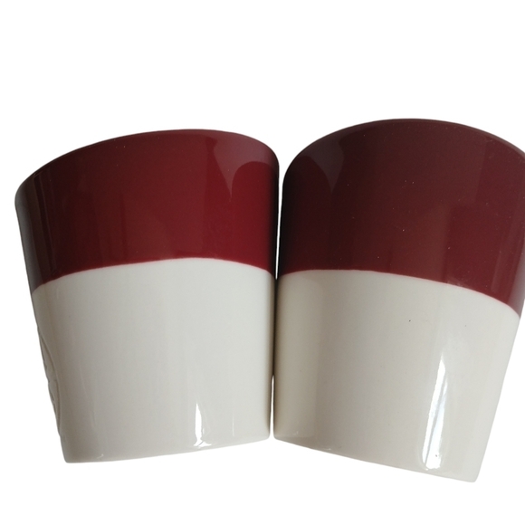 Starbucks Set Of 2 Cups Tazo Tea Coffee Mug Burgundy & White 8 oz. - Picture 8 of 12